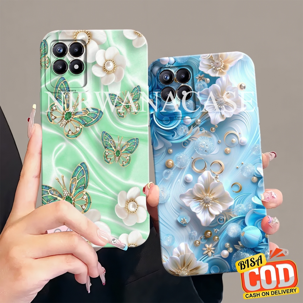 Case Hp Realme 8i - Nalzo 50 4G - Realme 8 4G - Realme 8 pro - Realme 8 5G Motif Bunga Vintage Case 
