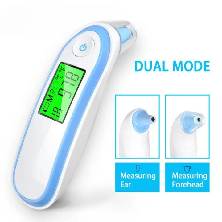 Baby Thermometer Infrared Digital Lcd Dual Mode Body Measurement Forehead Ear Non-contact Adult Feve