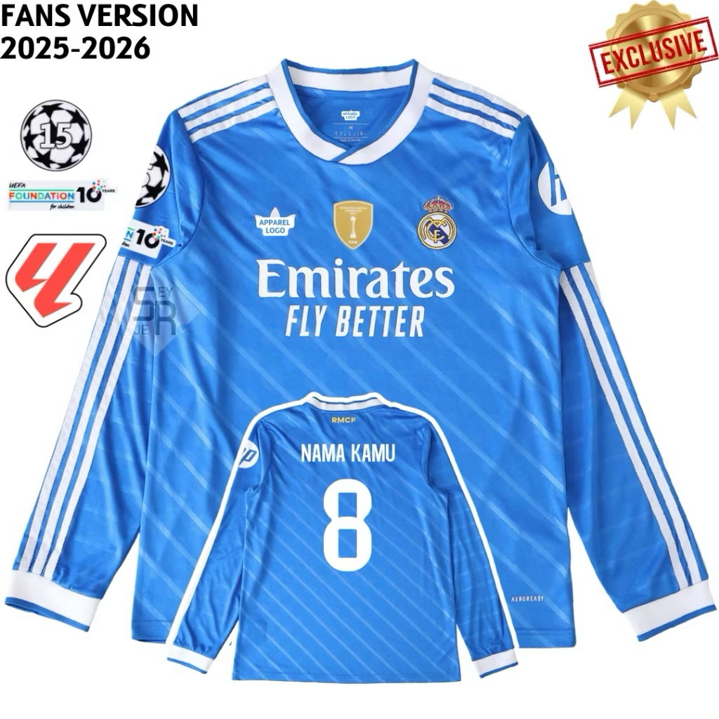 Jersey Real Madrid Third Long Sleeve 2025 2026 - Jersey Madrid Terbaru Full Printing