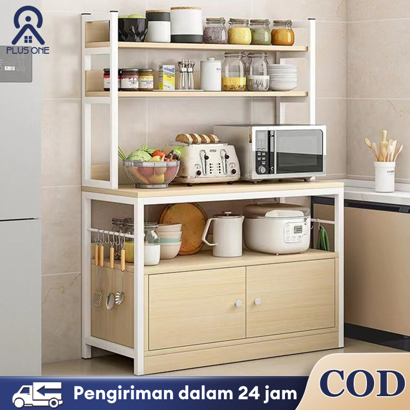 Rak Lemari Dapur Rak Oven Microwave Dengan Kabinet Rak Dapur Microwave Lemari Bumbu Dapur Kayu