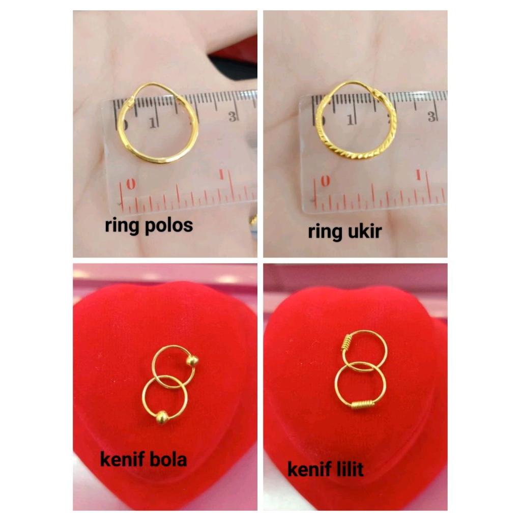 ANTING ANAK & BAYI BULAT UKIR PERAK 925 LAPIS EMAS