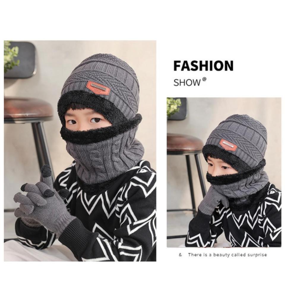 Topi Kupluk Anak Syal Cowok dan Cewek Bahan Tebal dan Halus Musim Dingin