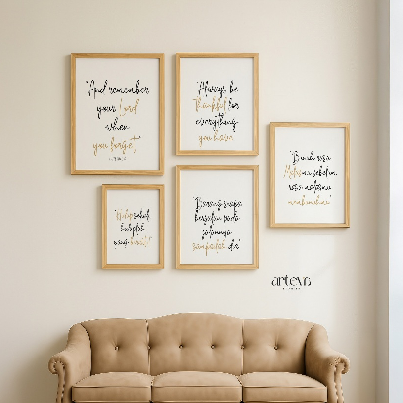 Hiasan Dinding Kata-Kata Motivasi / Kaligrafi Kata Bijak Minimalis / Custom Kata Bijak Estetik | ART