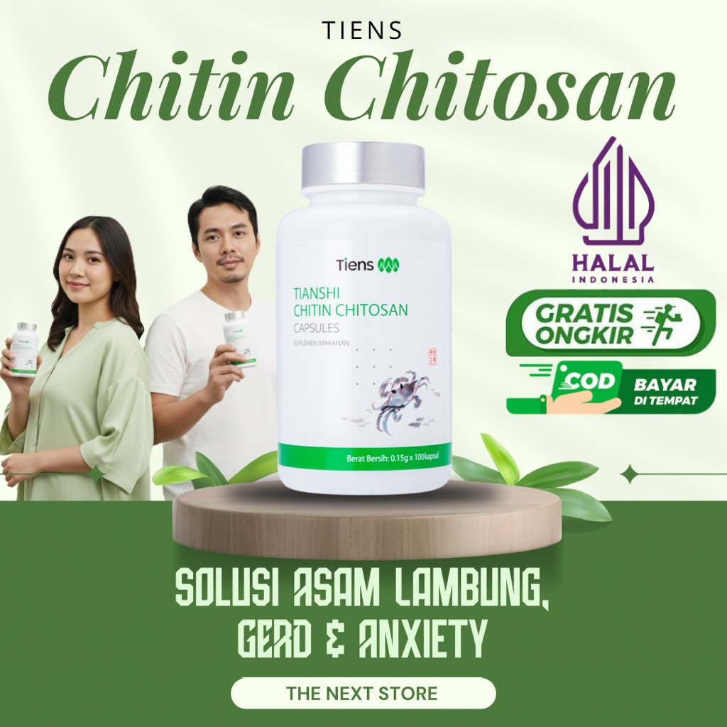 Tiens Chitin Chitosan Asam Lambung, GERD & Anxiety | Kapsul Labu Cina Asam Lambung Herbal Original