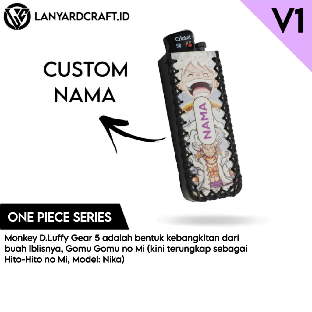 Cover Korek One Piece Series Kulit Custom Nama UV / Bungkus Korek Cricket Tokai / Bungkus Wadah Kore