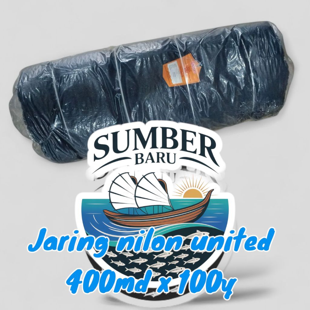 Jaring pukat ikan Nilon 1" 400md x 100y United Stir