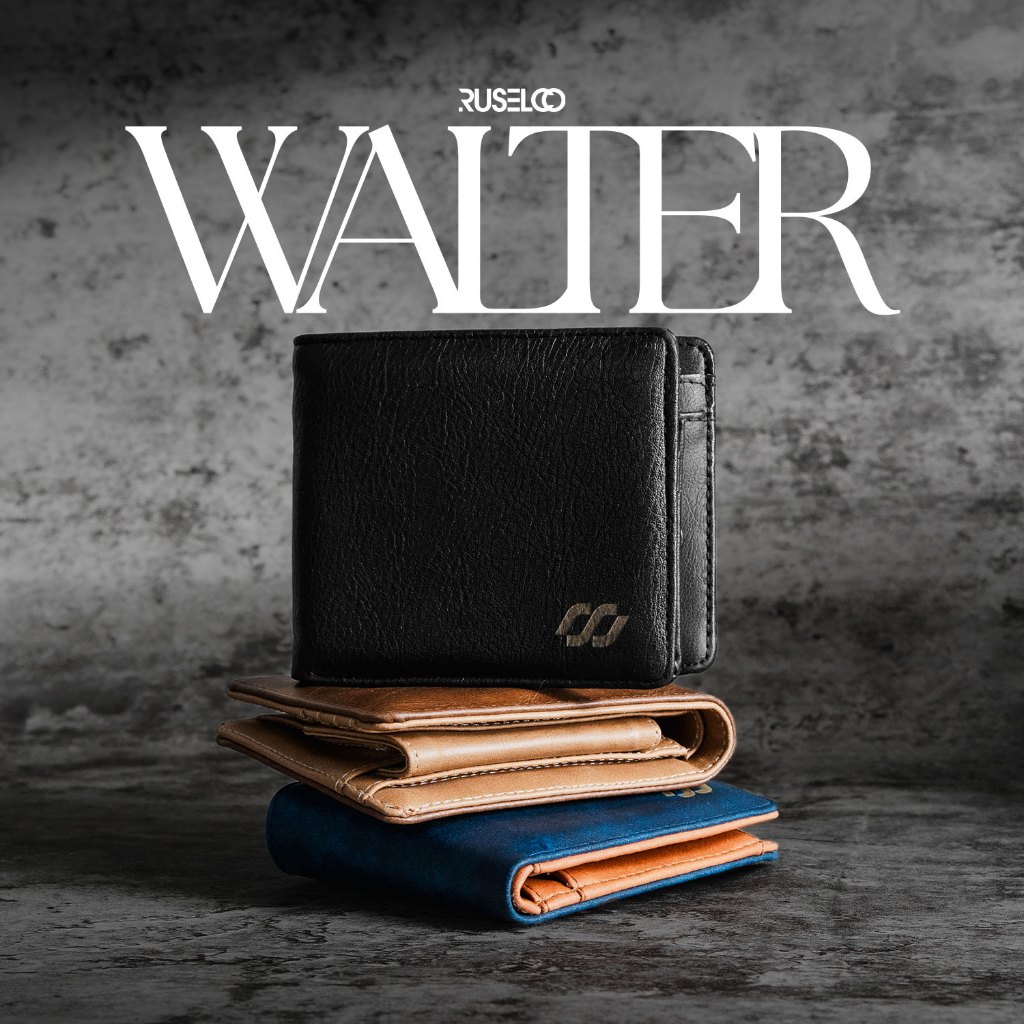 RUSEL CO - Wallet Walter Dompet Lipat Dompet Kulit Pria Simpel