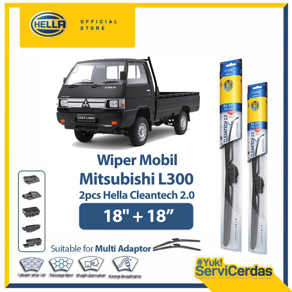 Wiper Mobil MITSUBISHI L300 18” + 18” (2pcs) - HELLA Cleantech 2.0