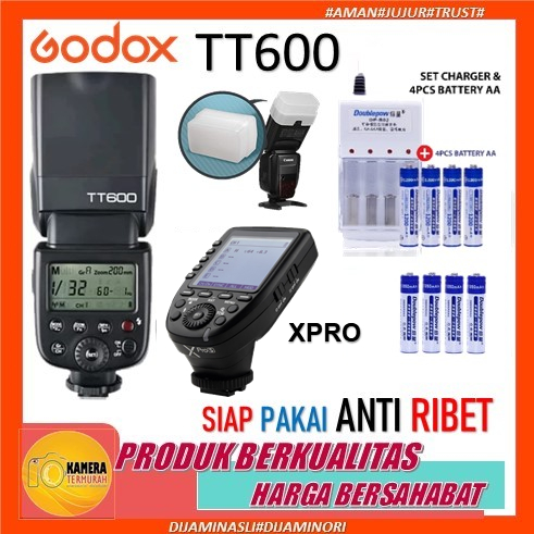 Paket Bundling Flash Godox TT600 + triger Godox Xpro For Kamera Sony Fuji Nikon Canon