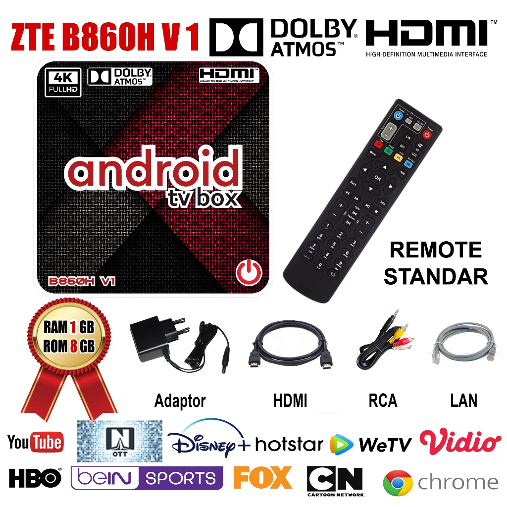 STB ANDROID TV BOX V1 RAM 1GB/8GB OS 6