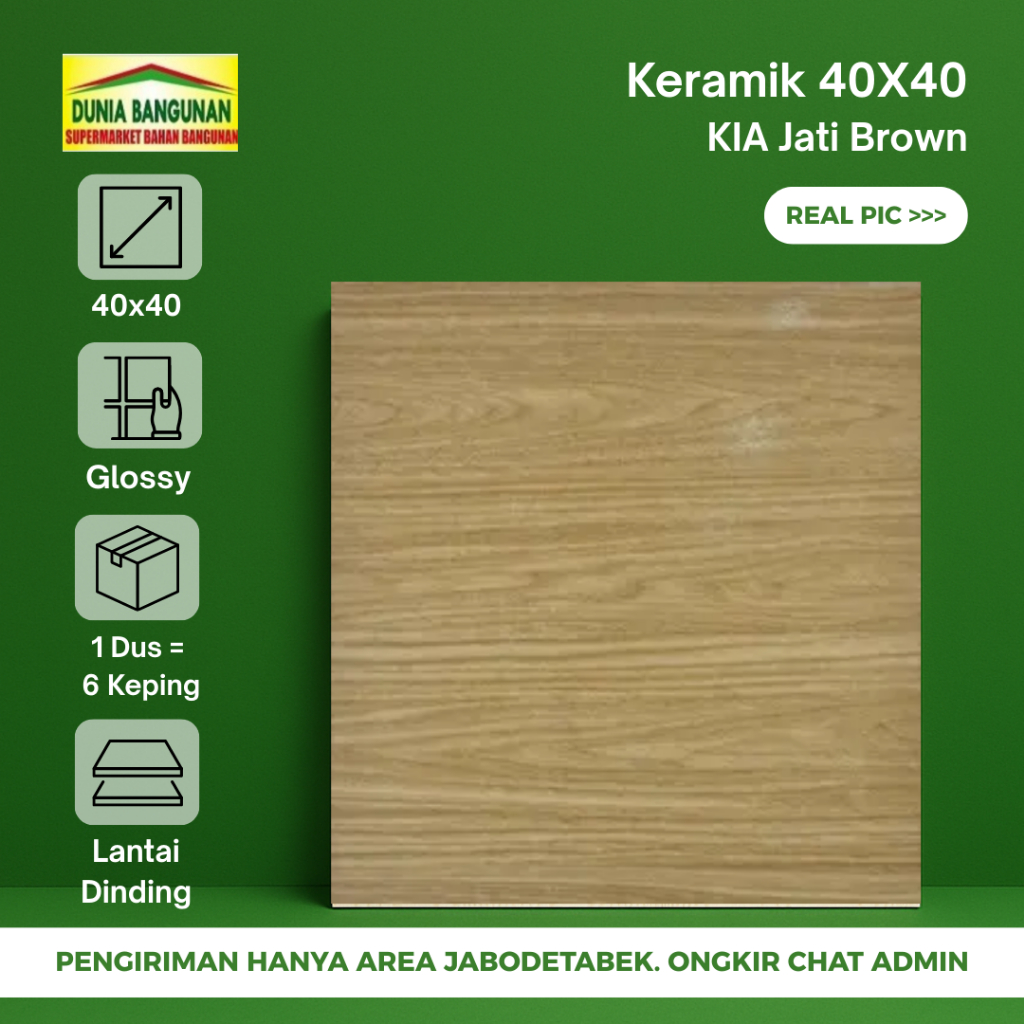 Keramik 40x40 Lantai Motif Urat Kayu KIA Jati Brown Keramik Lantai Licin Motif Urat Kayu
