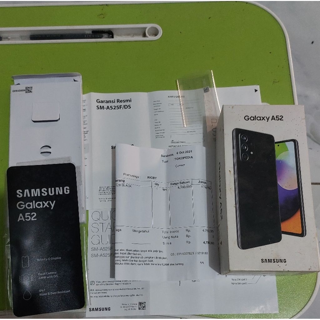kardus box hp samsung a52 ori tinggalan hp