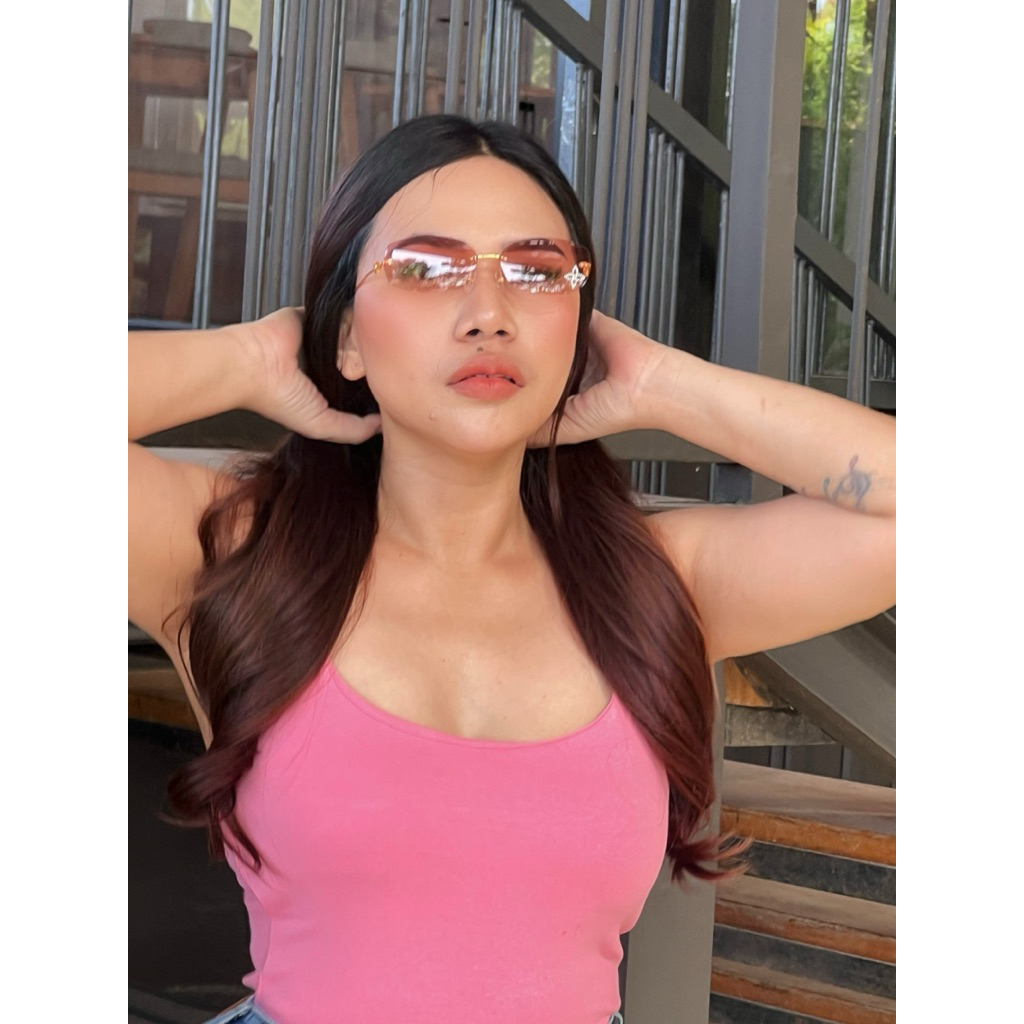 kacamata fashion wanita LV GLAM PINI sunglasses frame glasses