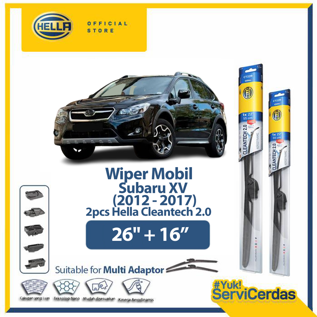 Wiper Mobil SUBARU XV 2012 - 2017 26" + 16" (2pcs) - HELLA Cleantech 2.0