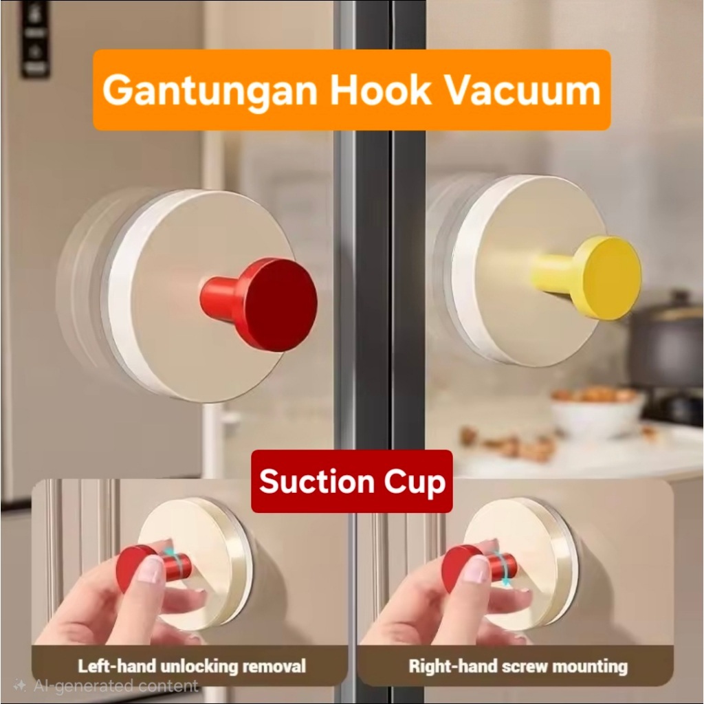 Hook Vacuum Gantungan Suction Cup Hook Tanpa Paku Dinding Kuat 652
