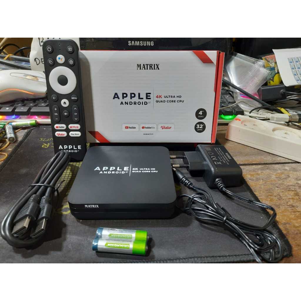 Original STB ANDROID TV Box MATRIX APPLE RAM 4GB / INTERNAL 32GB BLUETOOTH VOICE