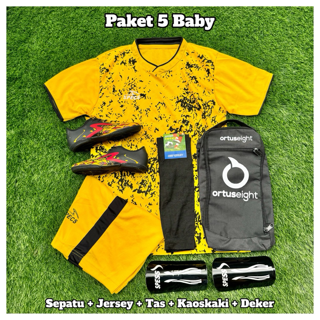 Paket Lengkap Sepatu Futsal Baby/kids Ukuran 28-32 Usia 5-10 Tahun Sepatu Futsal Baby SSB Terbaru Pa