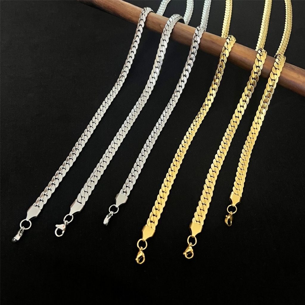 KALUNG RANTAI TITANIUM MODEL SISIK ULAR ANTI KARAT PRIA / KALUNG EMAS MOTIF SISIK NAGA