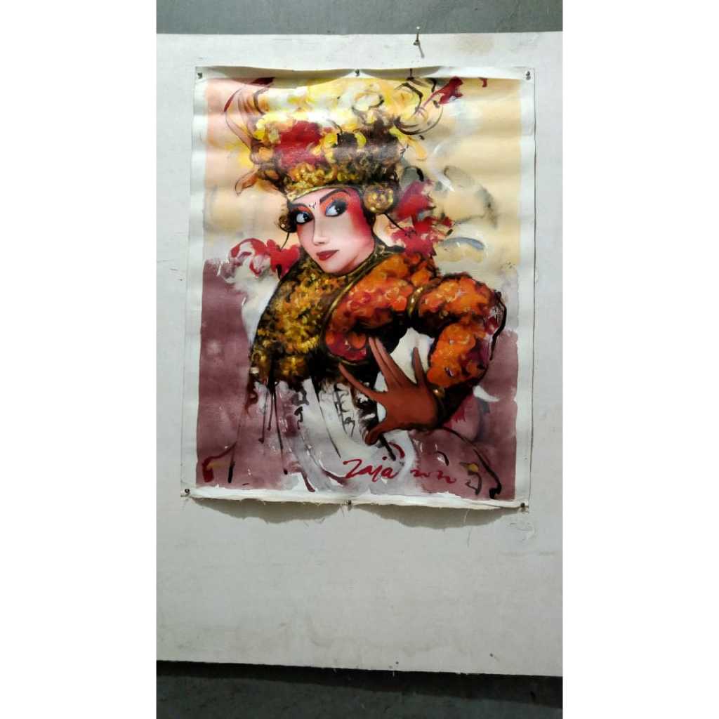 Lukisan Kanvas Penari Bali Karya Zaja Ilalang Kuno Jadul Antik