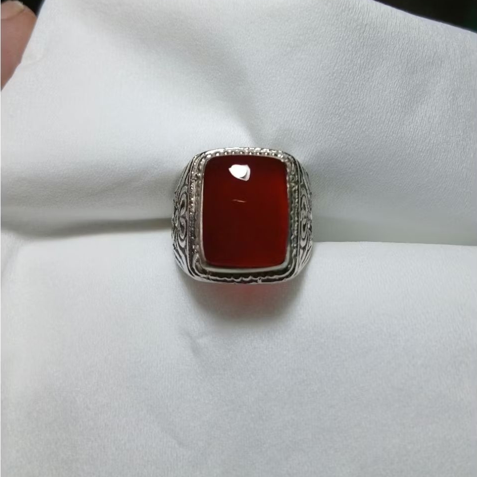 Cincin batu akik red baron kotak natural