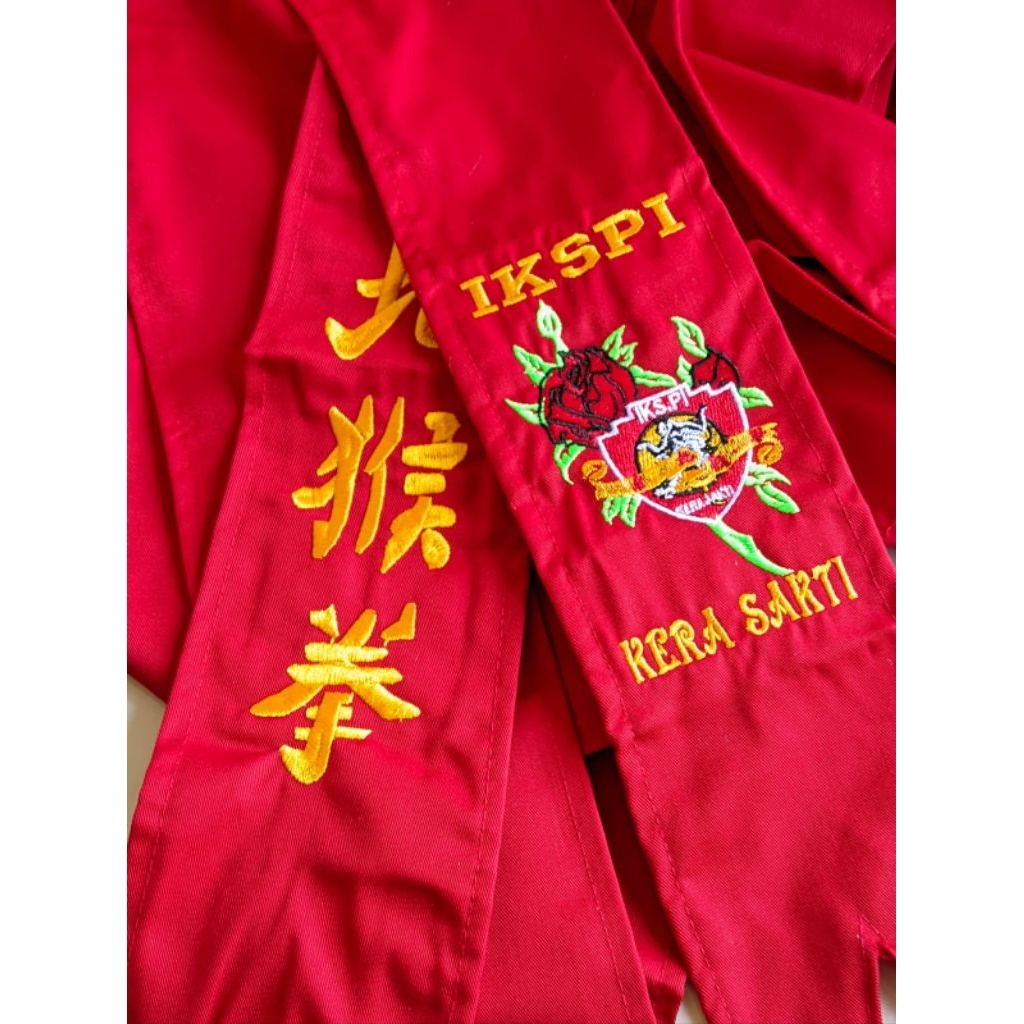 sabuk ikspi merah drel sabuk beladiri ikspi merah drel mawar