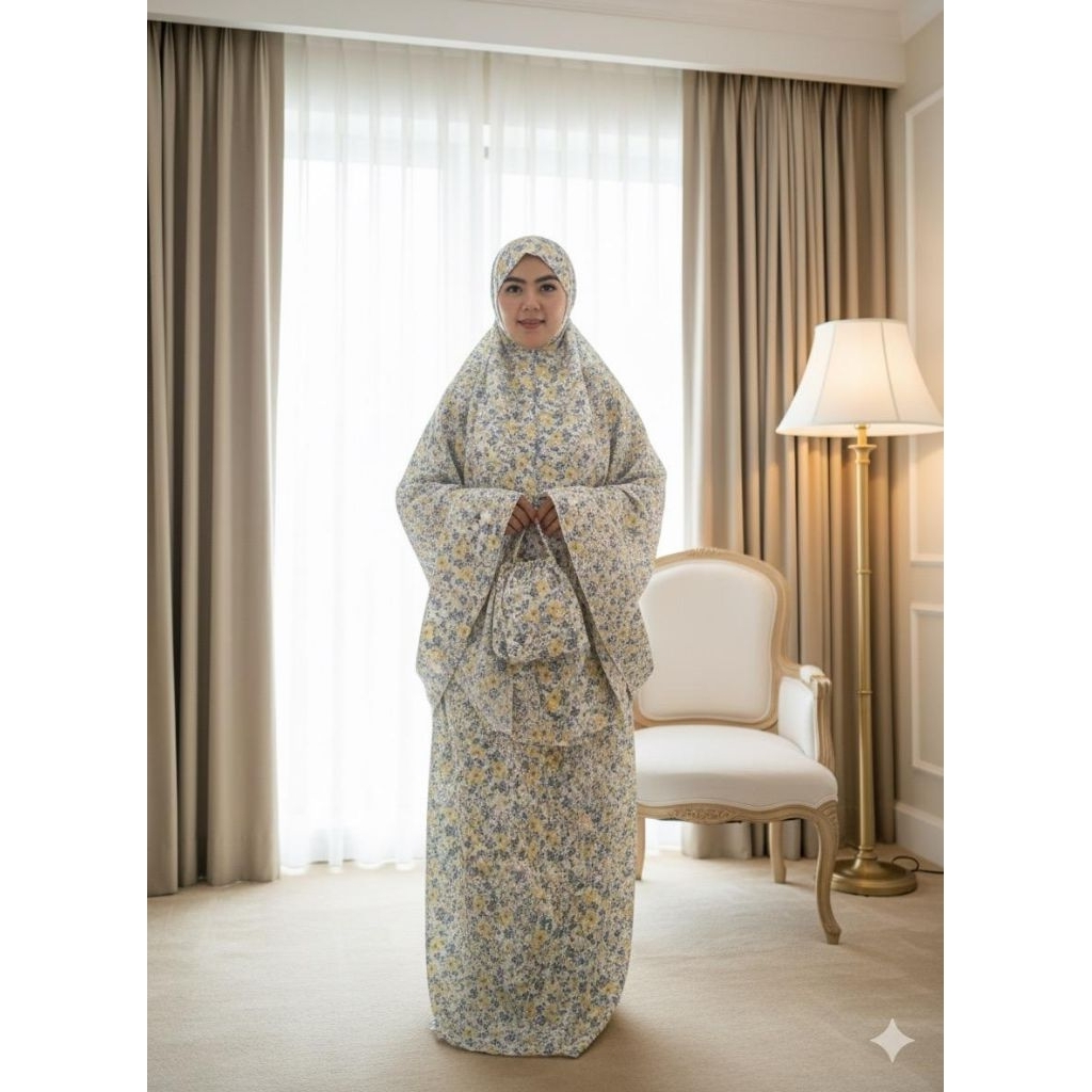 Mukena Aisyah Traveling Motif Bunga + renda