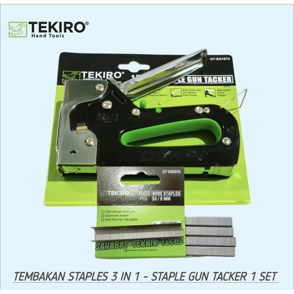 Tekiro Tembakan Staples Gun Tacker 3 IN 1 Satu Set Dengan Isi Staples Ukuran 8 mm / Tembakan Staples
