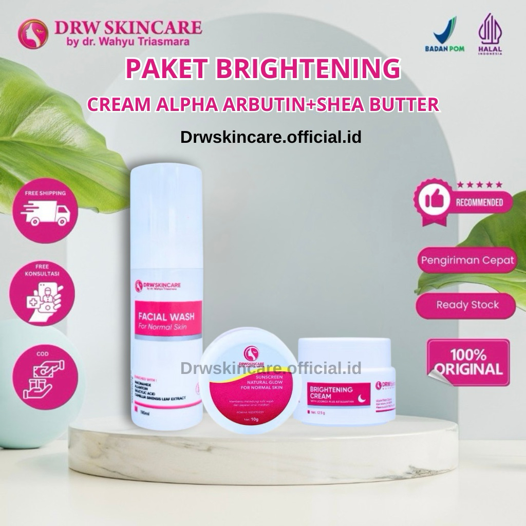 DRW SKINCARE PAKET BRIGHTENING CREAM ALPHA ARBUTIN + SEA BUTTER FLEK HITAM NORMAL SKIN MENCERAHKAN