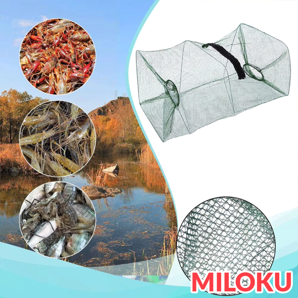 Miloku Bubu Bubu Perangkap Ikan Lipat 2 Lubang Kotak Jebakan Alat Pancing Jaring Jala Prangkap Udang