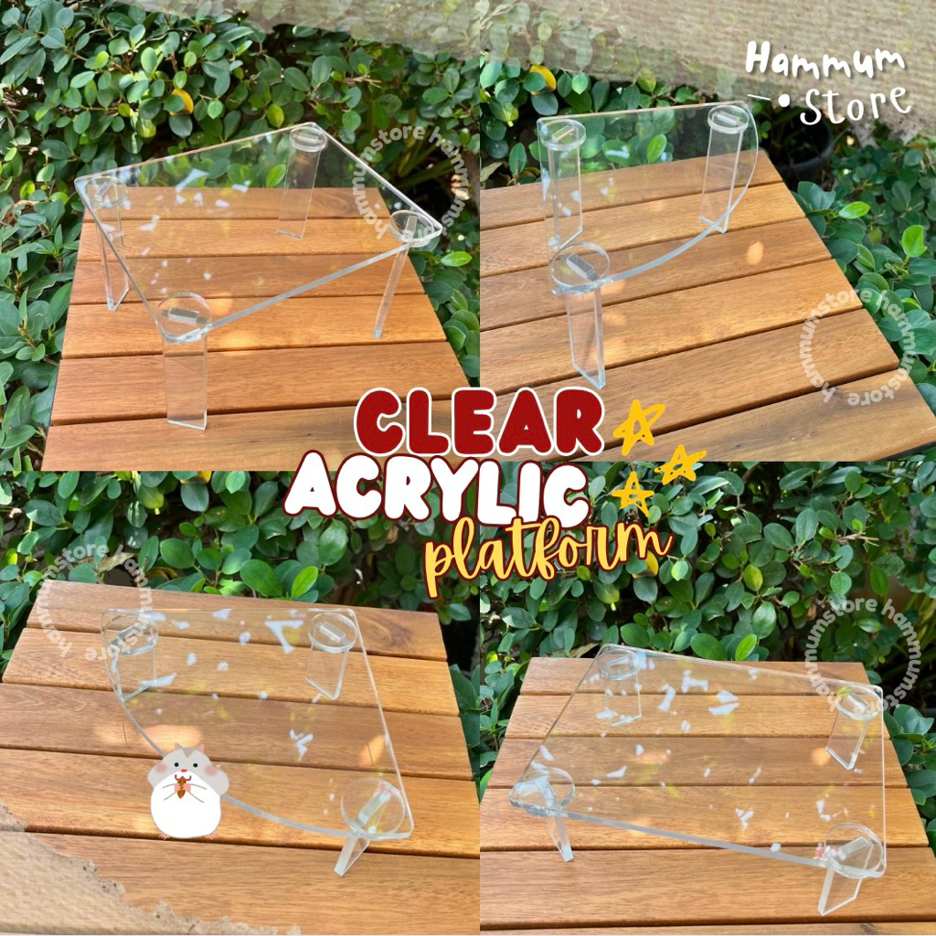 CLEAR ACRYLIC PLATFORM HAMSTER — Platform Hamster Akrilik Bening | Meja Hamster Bening | Platform Ha