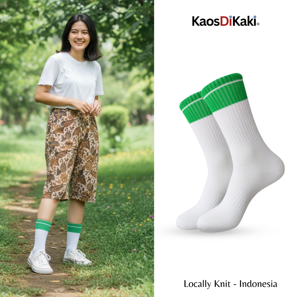 KaosDiKaki - Kaos Kaki Oldschool Stripe Orange Dasar Putih - Tebal Pria Wanita Dewasa
