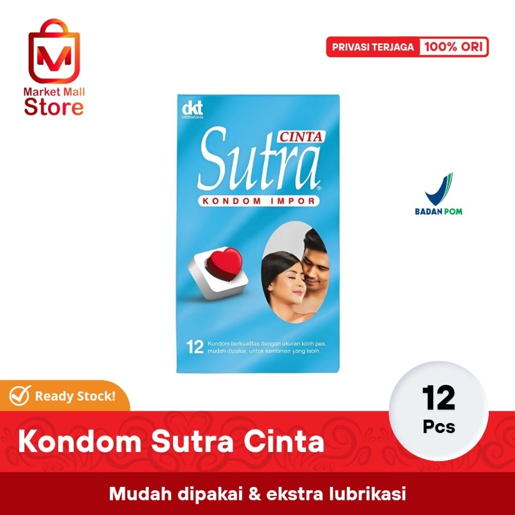 Kondom Sutra Cinta Ukuran Kecil 49mm (1 Box Isi 12 Pcs) Kondom Pria Asia Mudah Dipakai & Ekstra Lubr