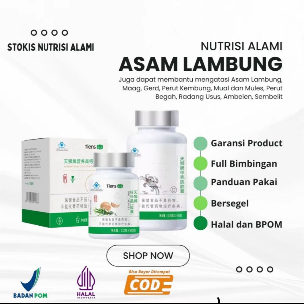 OBAT TCM HERBAL CHINA PAKET ASAM LAMBUNG GERD Kronis Gerd Anxiety - CHITIN CHITOSAN ZINC KAPSUL & KA