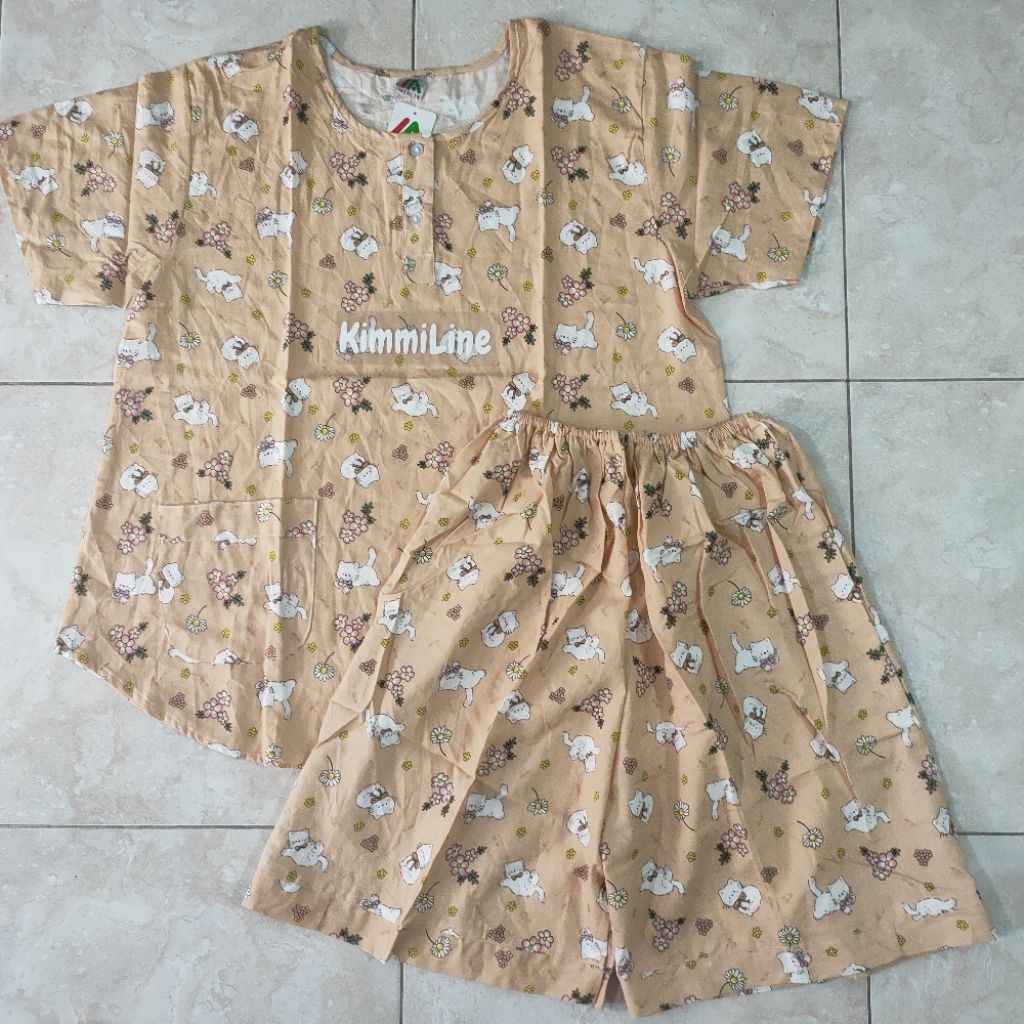 Setelan Baju Tidur Merlin Bahan Katun Ukuran Dewasa : BD Celana 3/4 Babydoll + HP Celana Pendek Hotp