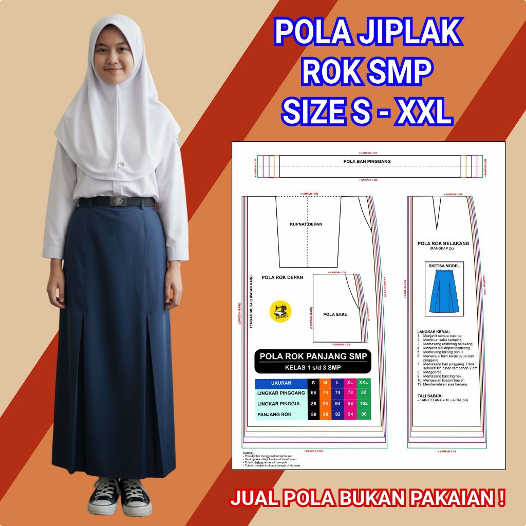 POLA JIPLAK ROK SMP SIZE S-XXL