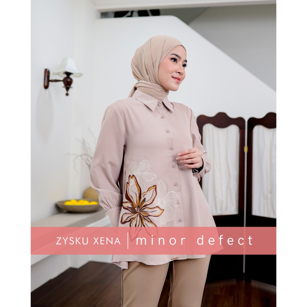 Zysku Xena | Minor Defect | Vyre Shirt | Kemeja Bordir Basic Lengan Panjang Polos Plisket