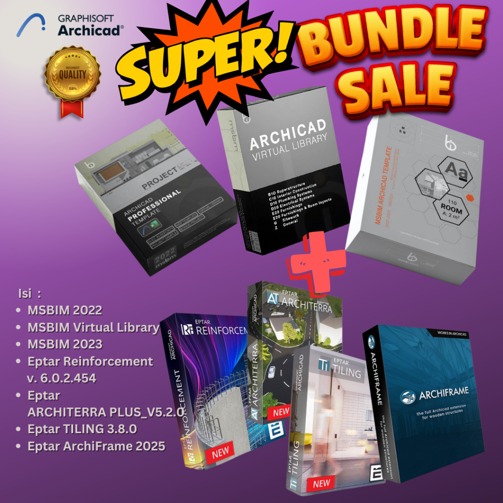 Eptar + MSBIM " SUPER MEGA BUNDLE 2025 " - Eptar Reinforcement, Tiling, Architerra & Archiframe  + m