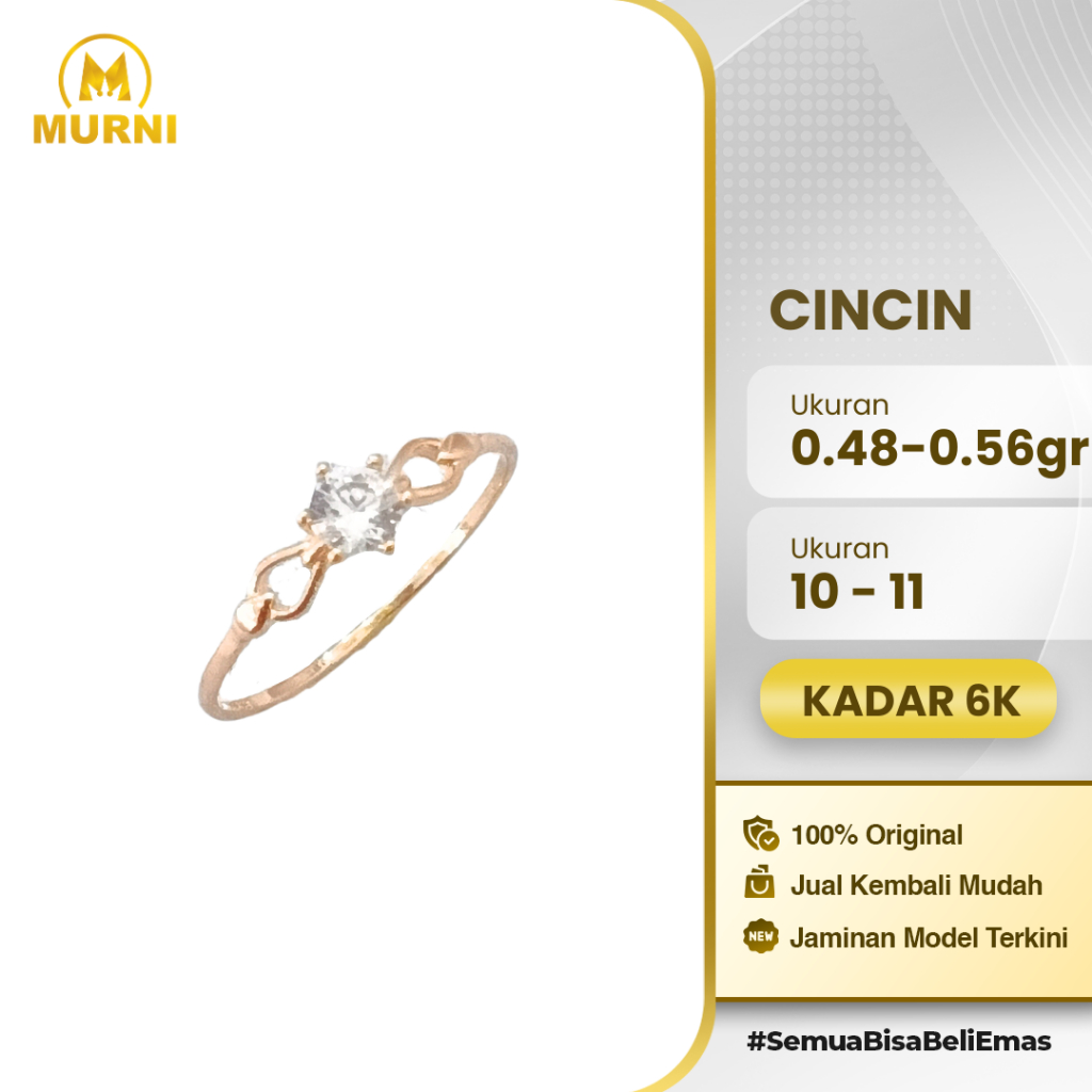 Cincin Solitaire Graceful Sparkle 6K Murni Bekonang