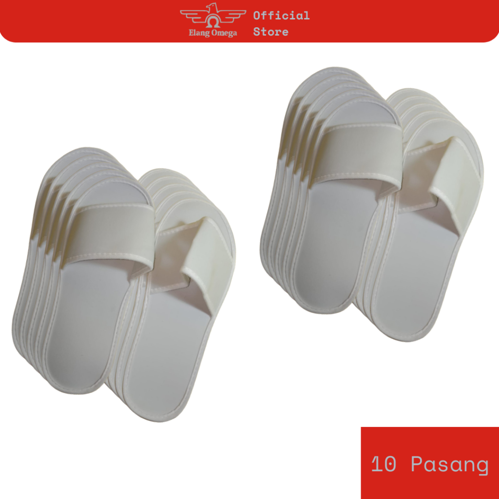 [10 pcs] sandal spon 4mm polos putih sandal hotel + plastik opp seal