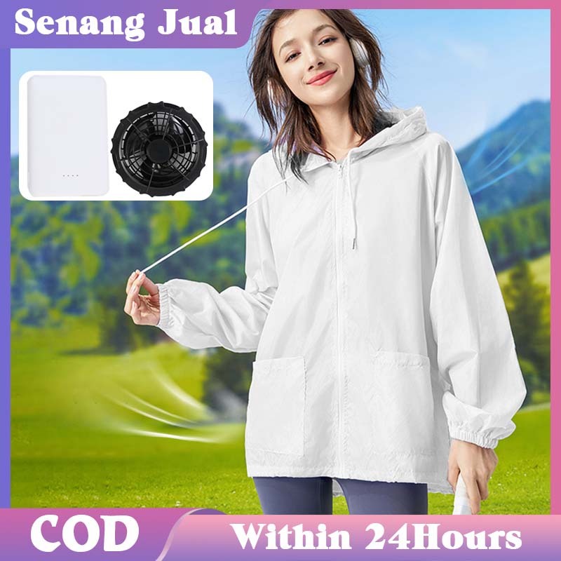 Jaket Anti Uv Pria / Jaket Anti UV Wanita / Jaket Ac Dengan Bank Daya Upf 50