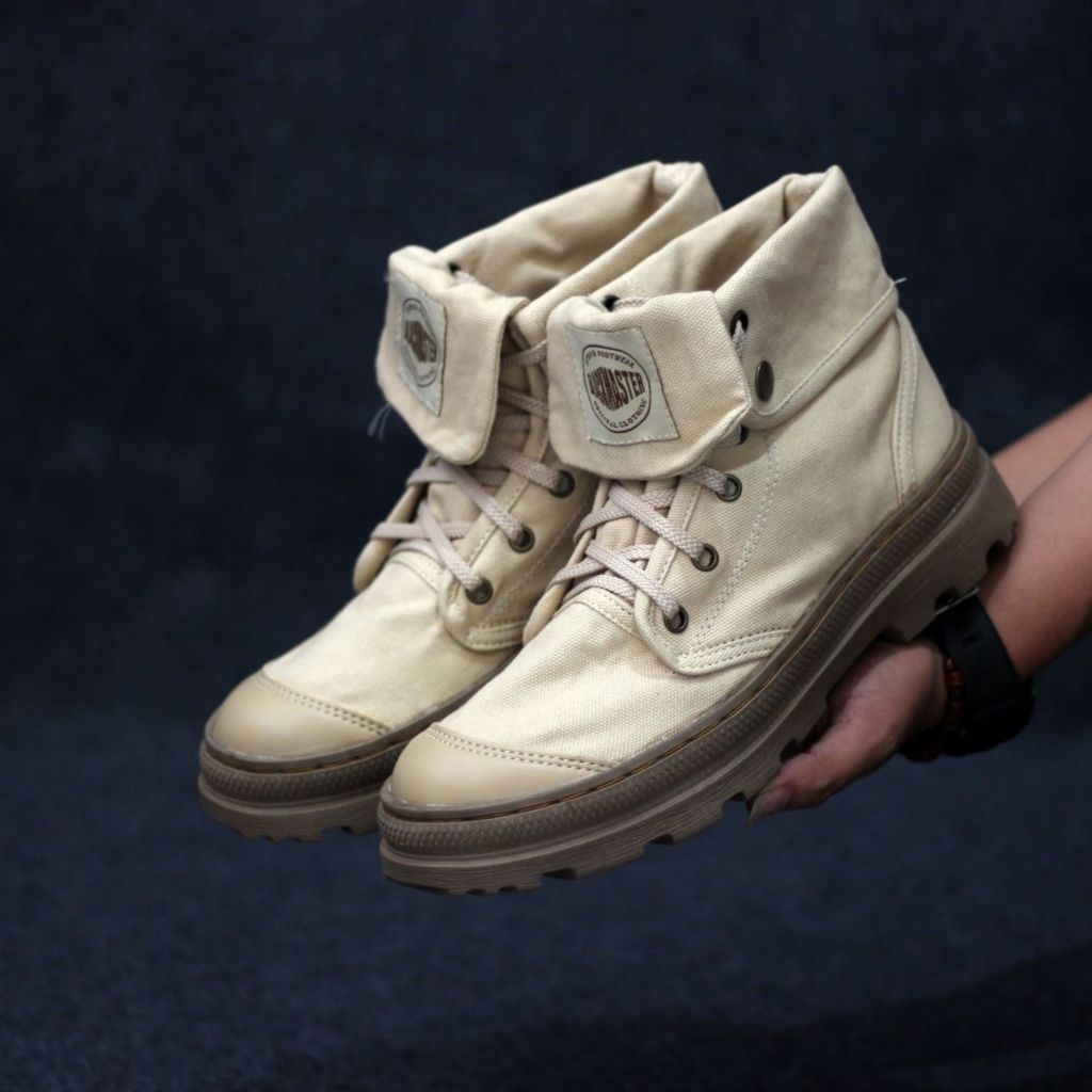 Sepatu Boots Pria Original Palladium Black Master Canvas Boots Beige/Cream