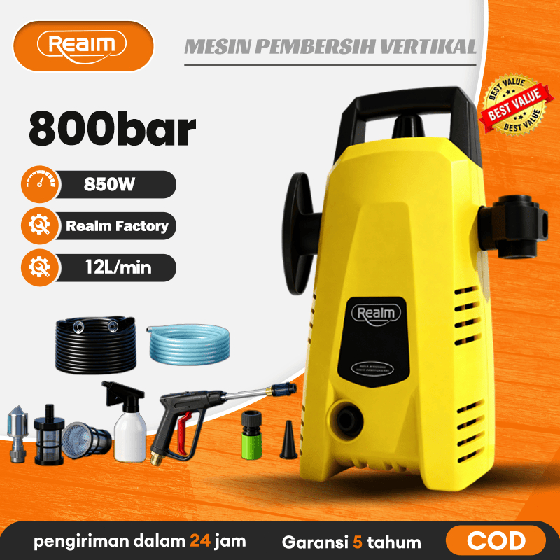 REAIM  Mesin Cuci Mobil Dan Motor 850W Mobil Jet Cleaner 220V Alat Cuci Motor Dan Mobil Portable Ala