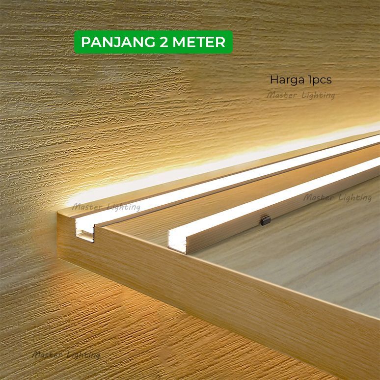 Kap lampu housing 2meter rumah strip led rell cover aluminium panjang 2m tanam tempel dinding plafon