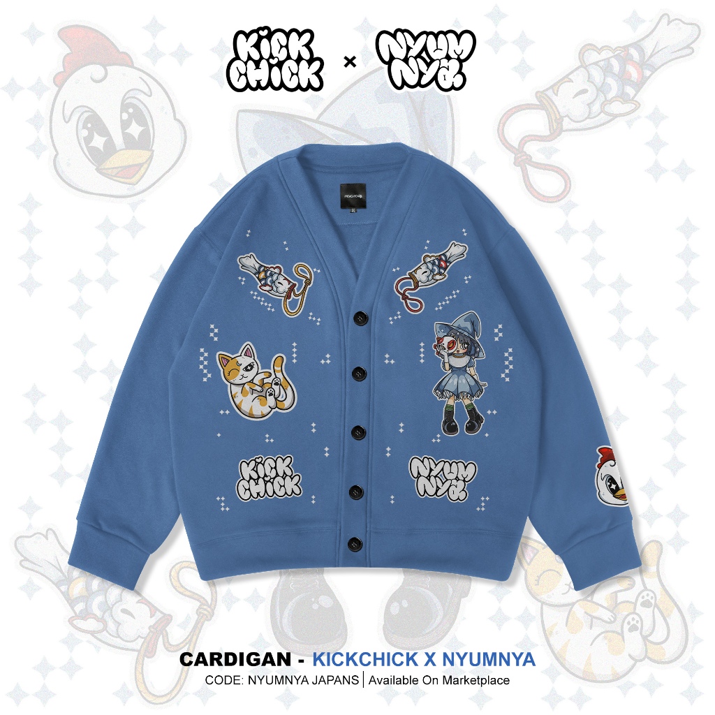 Cardigan Oversize Lengan Panjang Outer Streetwear Jepang dengan Ilustrasi Unik