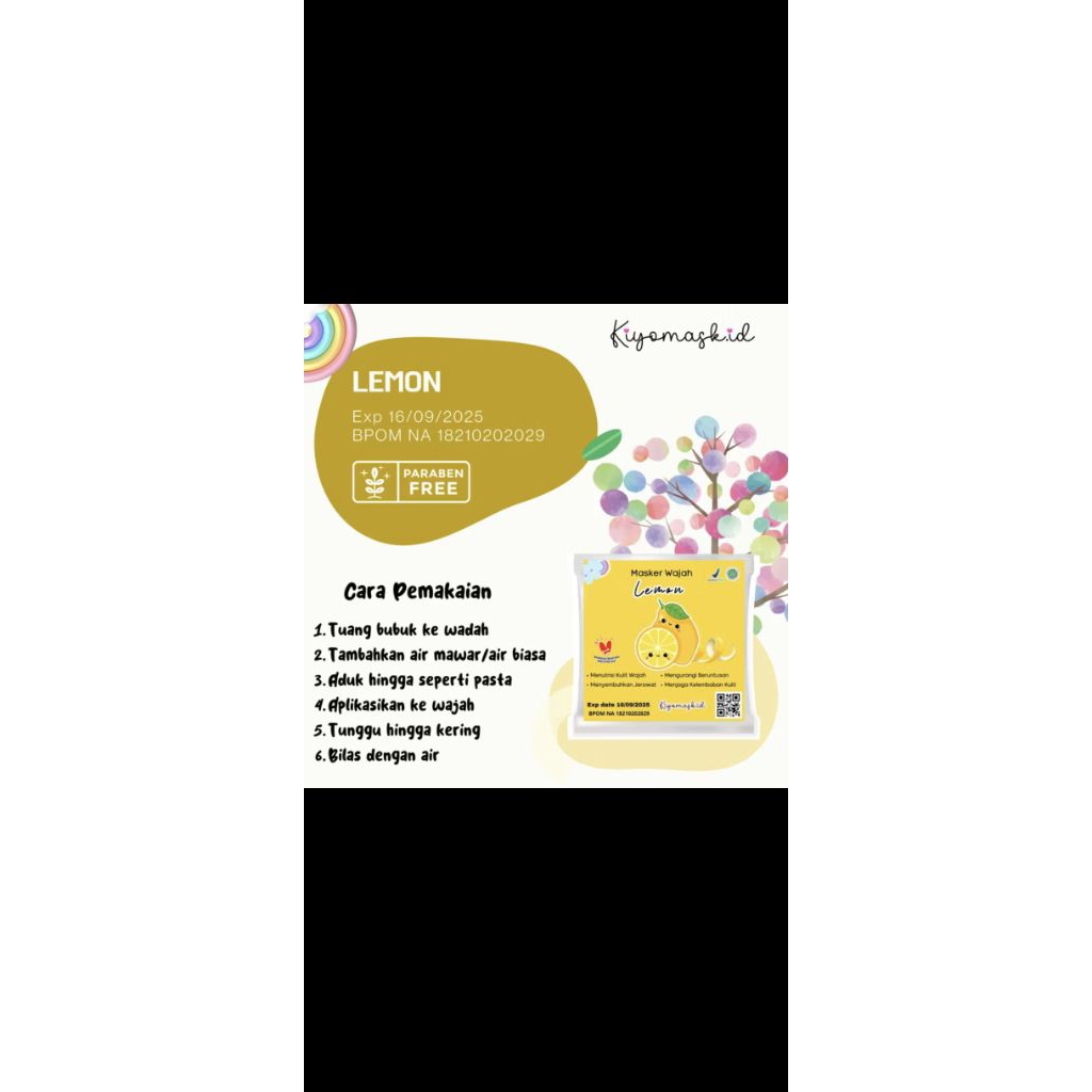 Masker Wajah Organik Anak BPOM Original