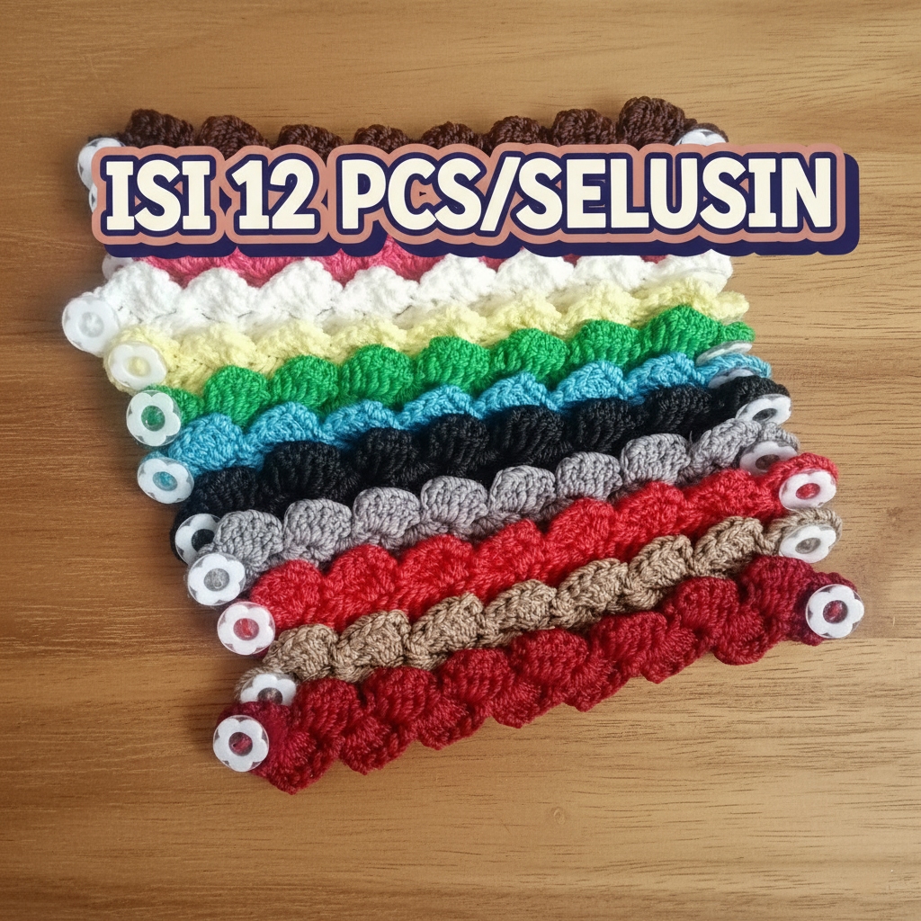 GROSIRAN  12 pcs Konektor Masker Hijab / selusin Tali Masker Hijab Rajut (ISI 12 pcs)