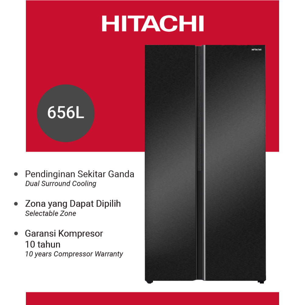 KULKAS HITACHI  SIDE BY SIDE BLACK HRSN9713ESABKID NEW