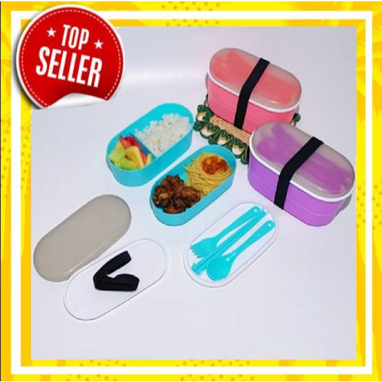 Wadah Makanan - Tempat Bekal 2 Susun - Kotak Makan 2 Tingkat - Kotak Bekal Anak Sekolah Kantor Kerja