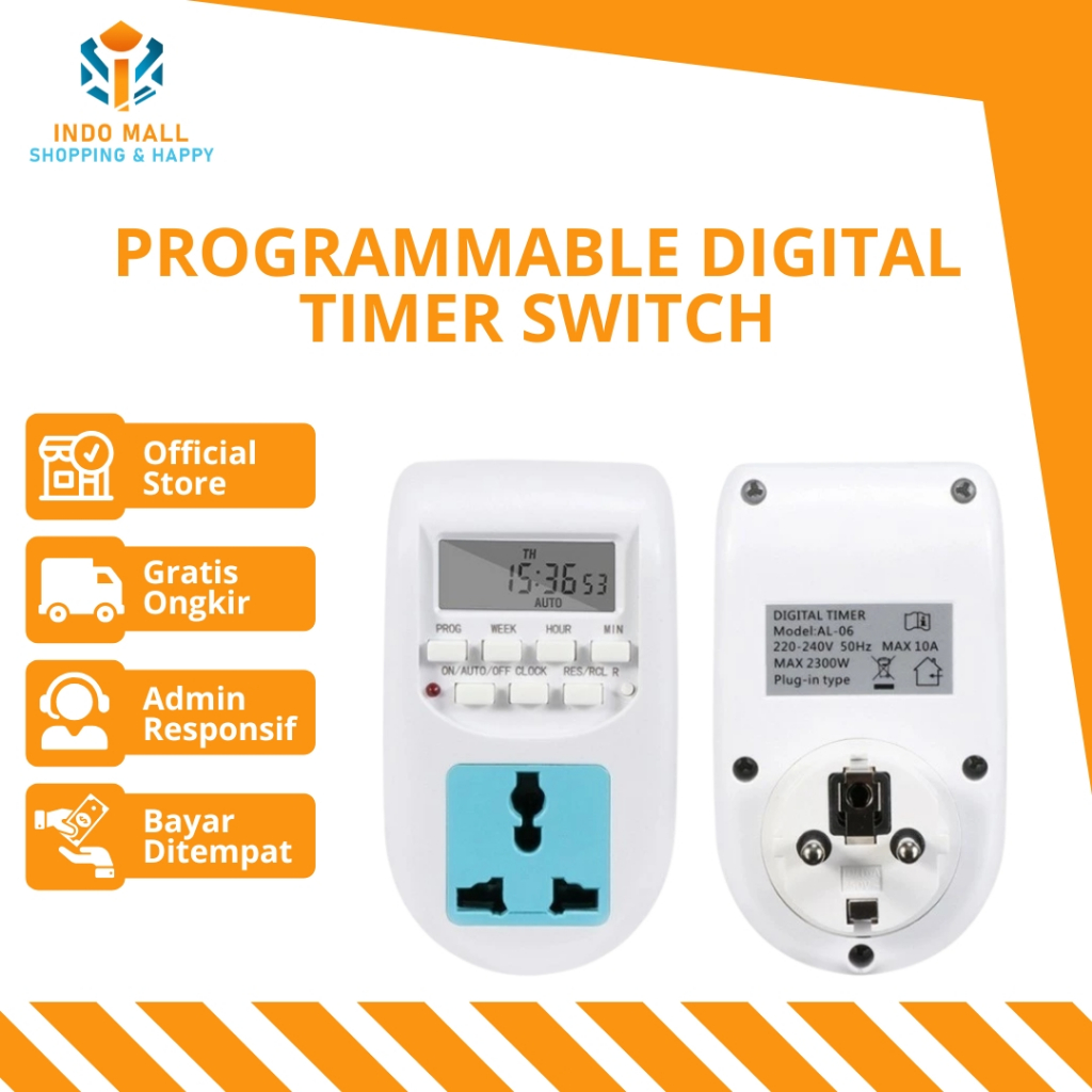 Stop Kontak Timer Programmable Digital Timer Switch - Stop Kontak 16 Program On/Off EU