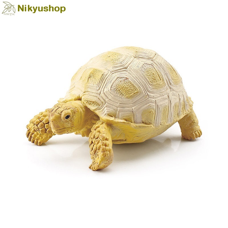 [Nikyushop] Mainan Edukasi Pajangan Hewan Replika Patung Kura Kura Sulcata Albino Tortoise Figure